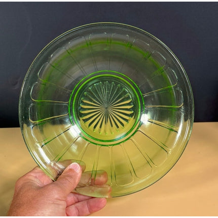 Federal Green Uranium Depression Glass Bowl Vintage