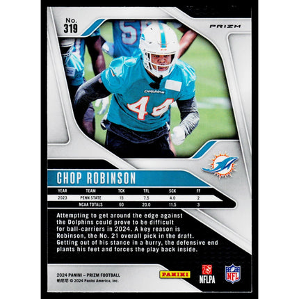 Chop Robinson 2024 Panini Prizm Silver #319 RC Miami Dolphins