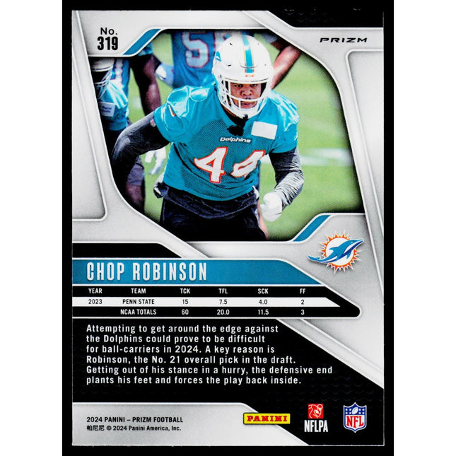 Chop Robinson 2024 Panini Prizm Silver #319 RC Miami Dolphins