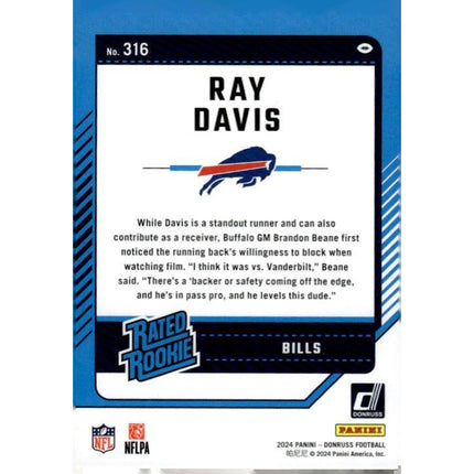 Ray Davis 2024 Donruss #316 RC Buffalo Bills