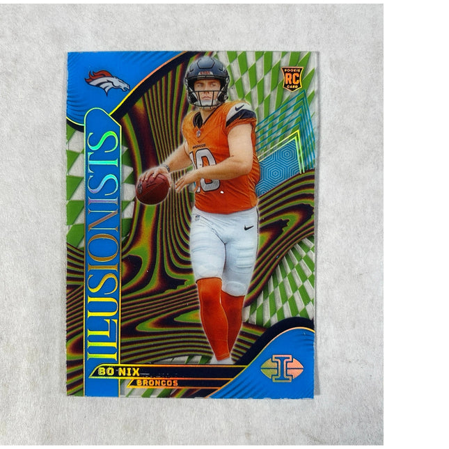2024 Panini Illusions Bo Nix Illusionists Light Blue 259/299 RC #4 Broncos
