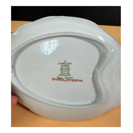 Copeland Spode Fitzhugh Red Leaf Shaped Serving Dish Tray Fine Stone England