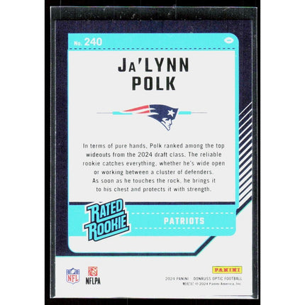 Donruss Optic #240 Ja'Lynn Polk 2024 RC New England Patriots