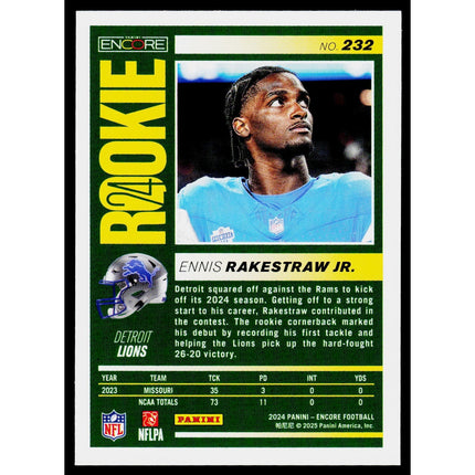 Ennis Rakestraw Jr. 2024 Panini Encore #232 RC Detroit Lions