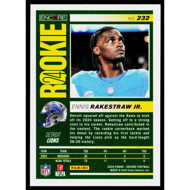Ennis Rakestraw Jr. 2024 Panini Encore #232 RC Detroit Lions