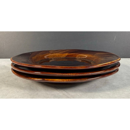 Sakura Port of Call 8" Tortoise Shell Brown Salad Dinner Plates Set of 3
