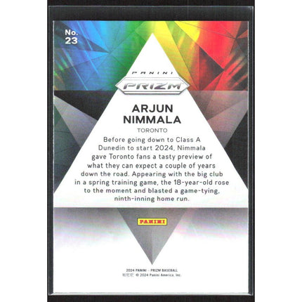 Arjun Nimmala 2024 Panini Prizm Prizmatic #23 Toronto Blue Jays