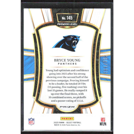 Bryce Young 2025 Panini Select Orange Prizm Shock #145 SN Carolina Panthers
