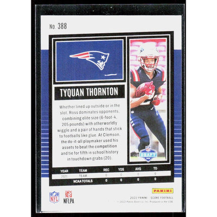 Tyquan Thornton 2022 Score #388 RC New England Patriots