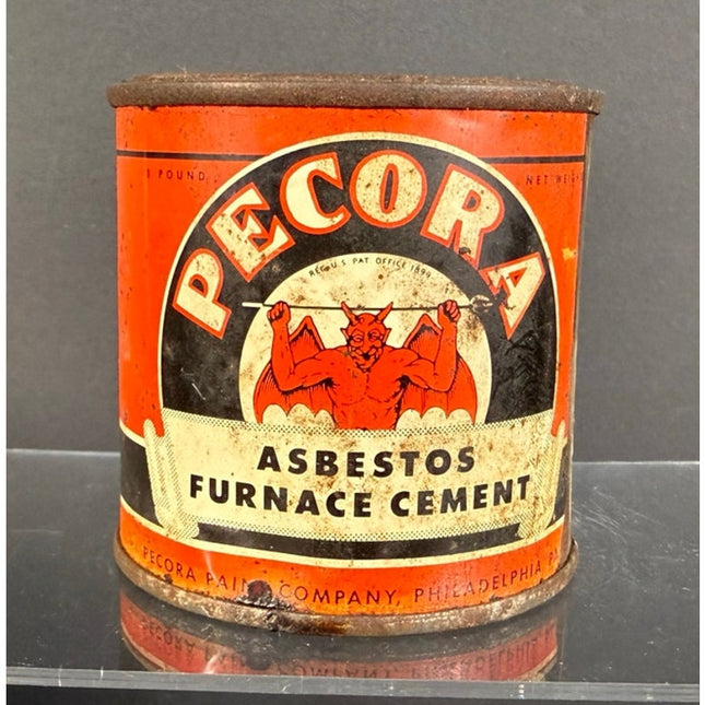Vintage Pecora Asbestos Furnace Cement Tin Can – Industrial Collectible