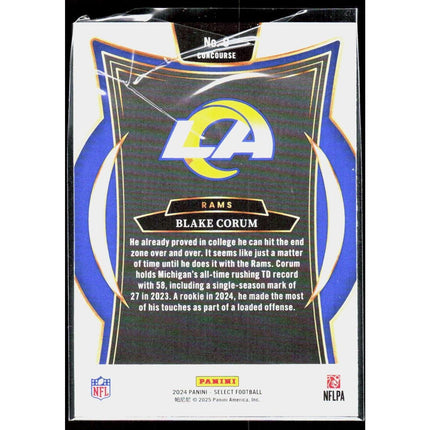Blake Corum 2024 Panini Select #9 RC Los Angeles Rams