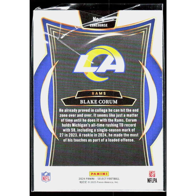 Blake Corum 2024 Panini Select #9 RC Los Angeles Rams