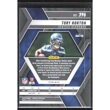 Tory Horton 2025 Panini Mosaic Mosaic Reactive Purple #396 RC Seattle Seahawks