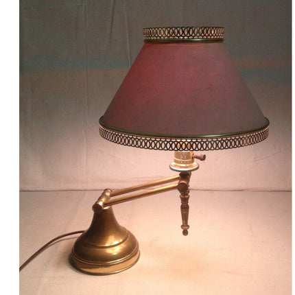 Mid-Century Industrial Brass Student / Banker’s Adjustable Table Lamp – Working!