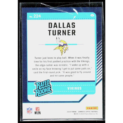 Dallas Turner 2024 Donruss Optic #224 RC Minnesota Vikings