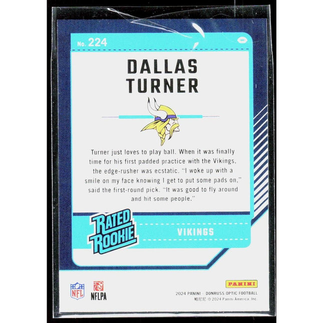 Dallas Turner 2024 Donruss Optic #224 RC Minnesota Vikings