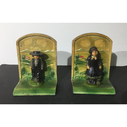 Vintage HTG John Wright Amish Cast Iron Bookends