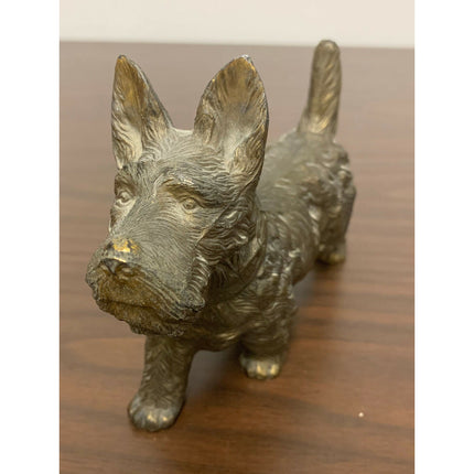 Japan Scottish Terrier Bronzed Figurine – 1940’s-50’s Metal Dog Statue