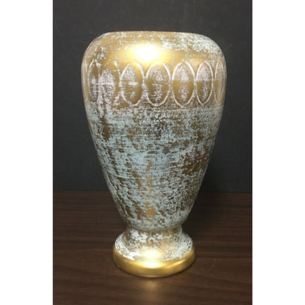 Stangl Pottery #5022 Vase Gold & Turquoise Mid-Century Vintage