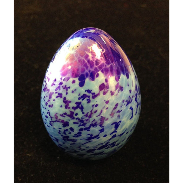 Vintage Mount Saint Helens Iridescent Blue Egg Paperweight – 2 1/4" – MSH 83
