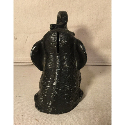 1936 Vanio Elephant Still Bank – Pot Metal Black w/ Green Base Coin Bank