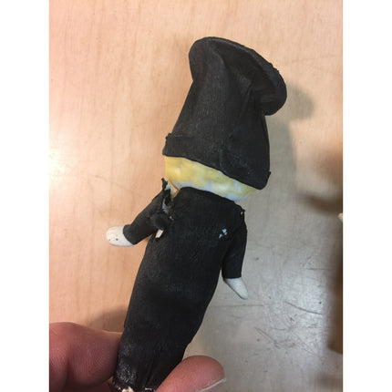 Vintage 1930s Bisque Bride & Groom 4.5" Dolls Crêpe Paper Clothes, Moveable Arms