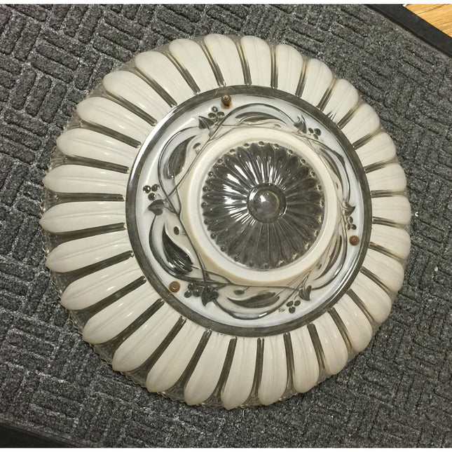 Vintage Molded Glass Ceiling Shade – Beige/Tan 15.25" Art Deco