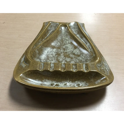 Mid-Century Modern McCoy USA Pottery Ashtray Brown & Tan 11"