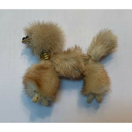Vintage 1960s Mink Style Poodle Dog Pin Brooch
