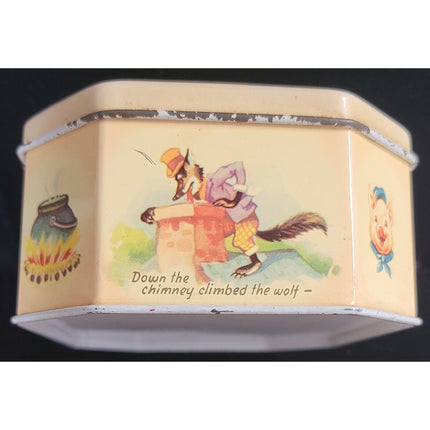 Vintage 1946 Litho Three Little Pigs Candy Tin with Lid – Metal Box Co., England