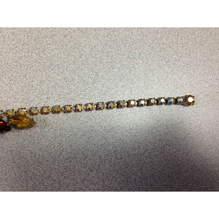 Beautiful Vintage Yellow & Amber Rhinestone Necklace