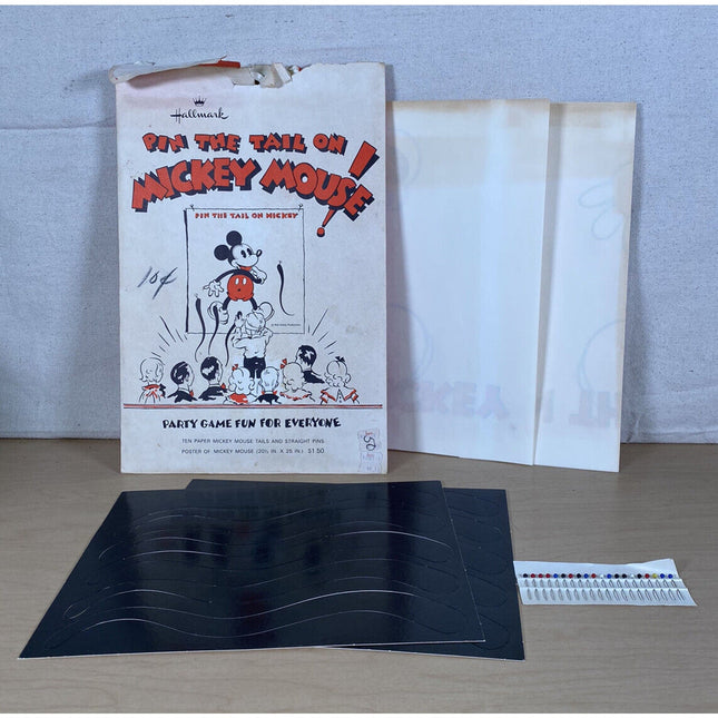 Vintage 1960s Mickey Mouse Pin the Tail Game Hallmark Disney Unused Party