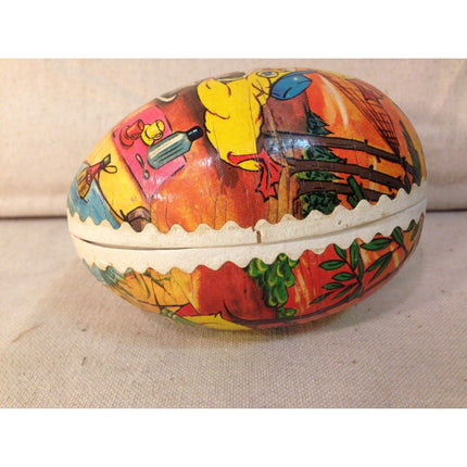 Vintage West Germany Paper Mache Candy Egg Chick Motif 4.25"