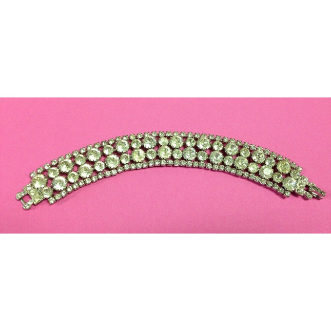 Vintage Weiss Rhinestone Bracelet – 4 Row Silvertone — Signed!