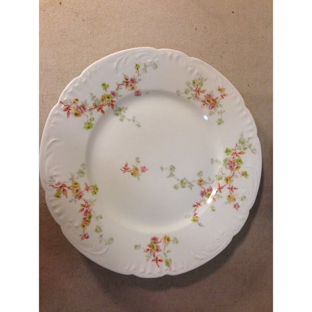 Antique Limoges Theodore Haviland Dresden Rose Porcelain Dinner Plates 9" Set