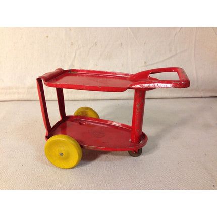 Vintage 1930s-40s Marx Die Cast Red 3-Wheel Toy Cart Table – Working