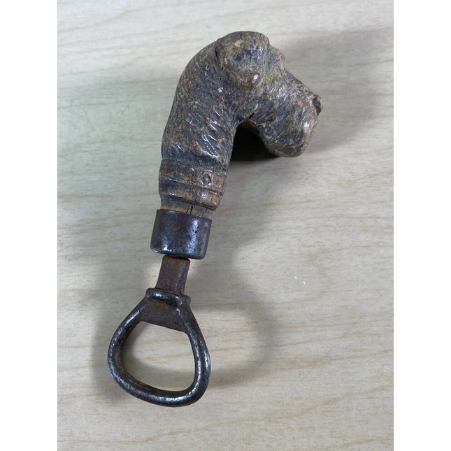 Airedale Dog Bottle Opener – Syroco Type Wood & Metal – 4 1/2"