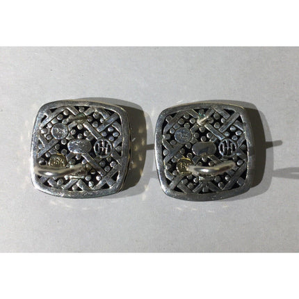 John Hardy 925 Sterling Silver & 18K Gold Dot Earrings with Box