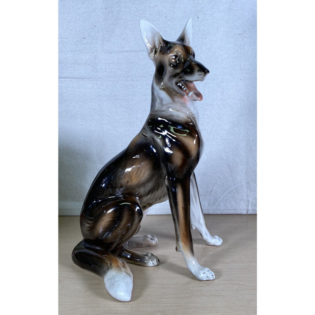 Wien Keramos Rudolf Chocholka Art Nouveau German Shepherd Alsatian Dog Figurine