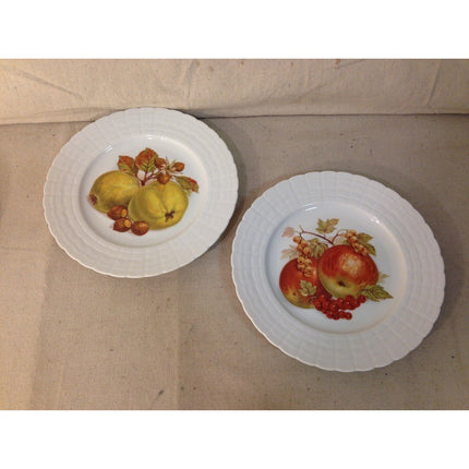 Set of 6 Hutschenreuther Fruit Plates w/ Scalloped Edges, Stickers & Original Box