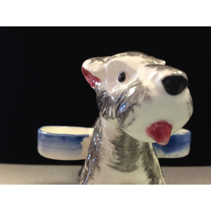 Occupied Japan Scottie Dog Porcelain Vintage Ring Holder with Dual Bowls
