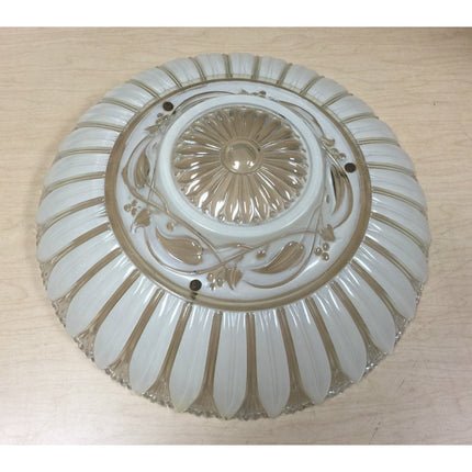 Vintage Molded Glass Ceiling Shade – Beige/Tan 15.25" Art Deco