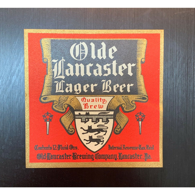 Olde Lancaster Lager Beer Label – IRTP, Early 1930s