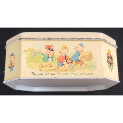 Vintage 1946 Litho Three Little Pigs Candy Tin with Lid – Metal Box Co., England