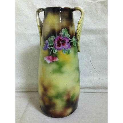 Vintage 1920s Japan Porcelain Vase – Floral Design, Gold Accents, 15.5" Tall