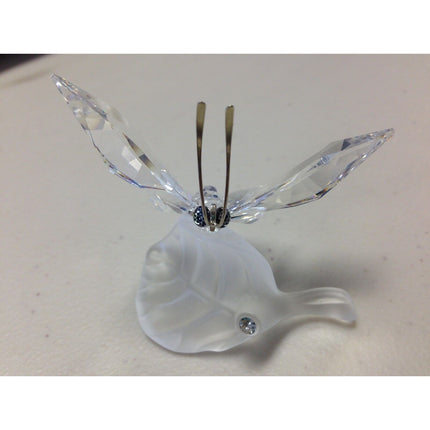Swarovski Crystal Butterfly on Frosted Leaf Figurine #0182920 w/ Original Box