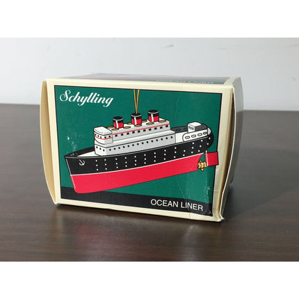 2 Schylling Tin Toy Ornaments – Robot & Ocean Liner (1997 Reproduction) w/ Boxes