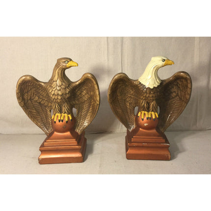 Mid Century Atlantic Mold Eagles Plaster Chalkware Sculpture Figurine 11.75"