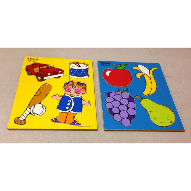 Vintage Playskool Puzzles – Set of 2 Wooden Pre-School Puzzles