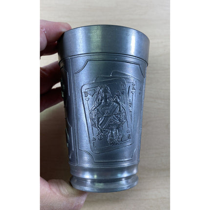 Vogel 95% Pewter Playing Cards Tumbler Collectible Vintage